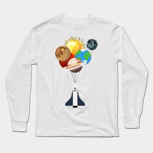 Aerospace Spaceshuttle Balloons Planets Long Sleeve T-Shirt